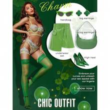 Women's Lace Top Thigh High Sheer Stockings Antiskid Silicone Ultra Shimmery Pantyhose - 綠色 - 查看 5