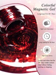 Mtssii 6PCS 7ml Shine Red Winter Christmas Cat Magnetic Gel Nail Polish Highlight Sparkling Glitter Semi Permanent Soak Off UV Gel Varnish As Women Gifts - Multicolor - View 9