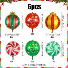 5/6 件圣诞红和绿色悬挂铝箔气球，包括圣诞球和 4D 糖果形悬挂气球，适用于圣诞派对装饰、冬季新年假期派对装饰、生日庆祝、圣诞主题活动和场景、室内和室外圣诞装饰、圣诞树悬挂气球 - 彩色 - 查看 29