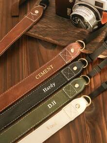 Personalized Vintage Camera Strap - Custom Name/Initials Engraved Golden Monogram, Quick-Release PU Leather Strap For DSLR/SLR/Mirrorless & Film Cameras, Crossbody/Shoulder/Neck Wear - Gift For Photographers, Men & Women (Birthday, Anniversary), Camera Straps For Photographers, Sophisticated Accessory, Handcrafted Look,Vacay Vibe Au - Multicolor - View 8
