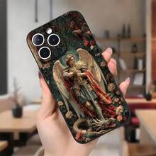 Funda de Teléfono con Tema de Otoño Estético con Flores y Arcángeles, Adecuada para los Modelos de  16, 11, 15, 14, 13, 12 Pro Max y XR Plus, Es un Regalo Estiloso y Protector para Adolescentes - Mezcla de colores - Ver 5