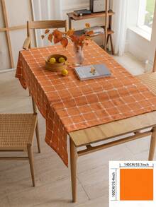 1pc Rustic Orange Plaid Tablecloth, High-Quality Versatile American Country Style Vintage Minimalist Kitchen Decor Rectangular Tablecloth For Family Gathering, Birthday Party, Dinner - Orange - View 13