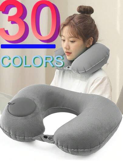 1/2/3pcs Inflatable Neck Pillow, Suitable For Airplane Travel, Inflatable Neck Pillow, Travel Neck Pillow, Inflatable Neck Pillow, Travel Pillow. This Inflatable U-Shaped Pillow Is Designed With Ergonomics, Contouring To The Neck Curve, Portable And Lightweight, Providing Comfortable Support And Relieving Neck Pressure.