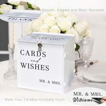 White Acrylic Wedding Card Box With Slot & Lock - Large Capacity For 300+ Cards, Elegant Decor For Reception, Party, Birthday, Baby Shower, Graduation - 白色 - 查看 9