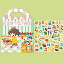 Libros de pegatinas reutilizables, pegatinas de aprendizaje temprano para niños, libros de pegatinas silenciosos, multiescena, adecuados como regalos de Navidad y Año Nuevo - Multicolor - Ver 9