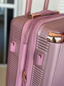 Kit 3 (2 Suitcases + 1 Toiletry Bag) Carry-On Travel Suitcase With Expandable Zipper, Anti-Bottom Zipper, Removable 360° Wheels, Hand Luggage - 乾枯玫瑰色 - 查看 2