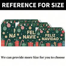 1 Spanish Christmas Banner Background Cloth, Large Party Decoration, With Gifts, Candy Canes, And Snowflake Patterns, Dark Green Background Design, Suitable For Home, Office, And School, Christmas Party Supplies, Spanish Style Merry Christmas Banner, Festival Decorations, Indoor And Outdoor Decoration.