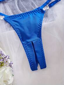 2 件性感女士内衣套装，配有可调节肩带和金属项链 - 藍色 - 查看 5