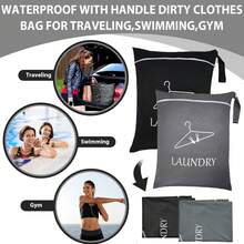 Large Travel Laundry Bag, Wet Dry Bag, Drawstring Washable Bag For Dirty Clothes, Swimwear, Gym Clothes, Available In Blue, Pink, Black, Gray