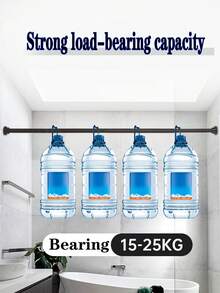 1pc Super Long No Drill Installation Stainless Steel Extendable Curtain Rod, 2.5CM Diameter, Black/Silver Curtain Rod, Wardrobe Hanging Rod, Retractable Rod, Clothesline, No Drilling Required, Stainless Steel Material, Easy Installation, Multi-Functional For Bedroom, Balcony, Wardrobe, Outdoor Clothesline, Suitable For Bathroom, Window, RV, Living Room, Bedroom