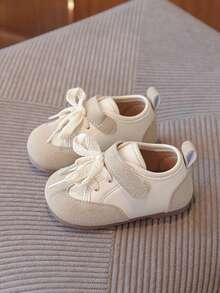 韩版女宝宝皮鞋，防滑软底婴幼儿休闲乐福鞋 - 米色 - 查看 2