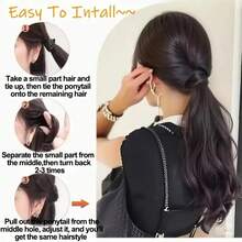 Women's Heat-Resistant Synthetic Ponytail Wig - Long Curly Wavy Non-Slip Rubber Band, Natural Layered Suitable For Daily Party Photos, Full Light Beige Color And All Hair Types Exclusive Stable High-Temperature Resistant Fiber Wig - Màu nâu tối - Xem 4
