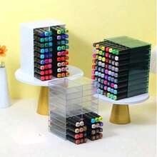 1 Juego de Caja de Almacenamiento de Bolígrafos de Marcador Escritorio, Compartimento de Almacenamiento de Bolígrafos de Acuarela, Caja de Almacenamiento Rectangular Transparente Simple de 18 Agujeros, Puede Almacenar 72 Bolígrafos de Marcador, para Oficina/Aula/Escuela/Dormitorio/Escritorio.