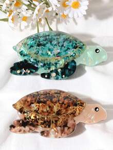 1/2pcs Cute Ocean Element Simulation Turtle Hair Clip, High-End Hair Claw For Ponytail, Painless Fixing Clip For Daily Outing, Dating, Beach Vacation, Themed Events, Holidays, Valentine's Day, Halloween, Thanksgiving, Birthday, Creative Gift Fall Fashion Claw Clips Autumn Hair Accessories Elegant Hair Clutch Clips For Hair Winter