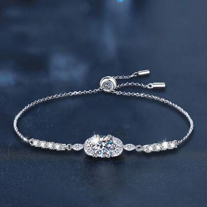 1 件优雅精致的 925 纯银 1 克拉莫桑石女士手链，适合日常佩戴、派对、度假、生日、正式晚宴、母亲节、结婚纪念日，送给她的奢华珠宝礼物