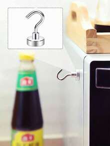 10个/5个超强磁性挂钩，包包收纳挂钩，钕磁铁挂钩，适用于悬挂物品、厨房配件、炊具收纳，适用于邮轮、露营、烧烤、厨房、冰箱、车库墙壁，可悬挂包包、衣架、钥匙、旅行必备品，也是学生返校和大学必备品 - 黑色 - 查看 6