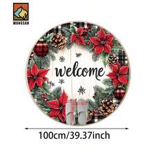 1 pièce Tapis de bain antidérapant rouge pointe de Noël, en matériau de flanelle, tapis de sol rond, décoration moelleuse, convient pour les salles de bains, les portes, les cuisines, les salons et autres occasions, lavable en machine, antidérapant, décoration de Noël, peut être offert en cadeau