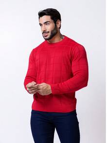 Luxury Knitted Sweater, Men's Blouse, High Quality, Immediate Shipping, Winter, Father's Day - 紅色 - 查看 3