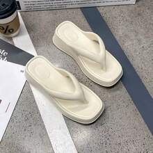 男女通用厚底人字拖，夏季户外情侣防滑拖鞋，浴室沙滩两用 - 白色3 - 查看 4