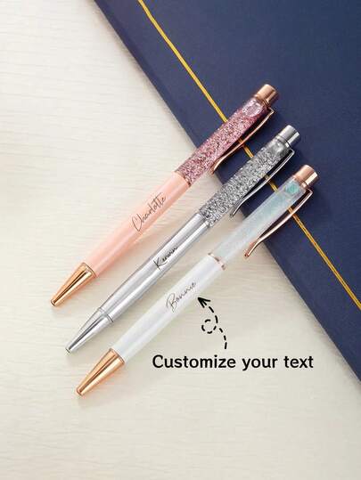 Caneta neutra personalizada, caneta esferográfica líquida dinâmica com glitter e flor de nascimento de dupla hélice (gravação de nome personalizável), artigos de escritório e presentes de aniversário para equipes médicas, presentes de volta às aulas para crianças, presentes de formatura