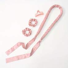 4 Stücke Satin Flechtfreie Lockenstäbe Set für Frauen, inklusive weicher Haargummis und Plastikclips für perfekte Locken, Haarstyling Set, für Friseur Salon Schönheits-Reiseaccessoires Haarzubehör - Verschiedenfarbig - Übersicht 8