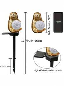 1pc Modern Creative Cute Hedgehog Resin Solar LED Garden Light, Suitable For Outdoor Use, With Ground - Multicolor - View 9