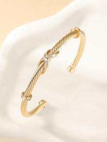 1 قطعة أساور كبل مفتوحة مرصعة بالزركونيا المكعبة، أنيقة ومريحة وملائمة للارتداء اليومي والهدايا