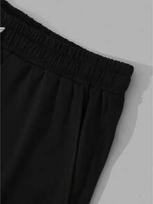 Men's Short Sleeved Shorts Set 2-Piece, Spring And Autumn Style Short Sleeved T-Shirt+Shorts, Soft And Comfortable, Machine Washable, Dry Cleanable, High-Quality - Artistic Font Slogan - Printed Pattern Pullover+Pants,  Hip-Hop Style, Suitable For Festivals, Back To School, Streets, Outdoor Outings - Apricot+Black(杏色+黑色) - 查看 4