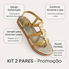 Kit Of 2 Pairs Of Women's Flat Sandals, Modern And Comfortable, For Walking - Caribbean - 金+金 - 查看 6