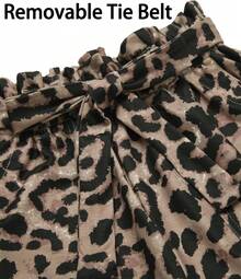 Girls 2 Piece Summer Outfit Drop Shoulder Batwing Sleeve Top & Paperbag Waist Shorts Set 6-14 - Black+Leopard - View 7