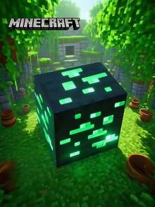 Minecraft 1pc Commemorative Edition Series Minecraft Pixel Ore Night Light - Blue/Green/Red/Yellow Style, Soft Silicone, Brightness Adjustable, USB Rechargeable, Suitable For Bedroom Decoration And Relaxation, Perfect For Sleep/Christmas And Birthday Gifts, Suitable For Teens And Adults, Themed Parties