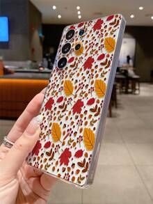 1pc Autumn Pinecone & Maple Leaf Transparent Shockproof TPU Phone Case, Suitable As Holiday Gift For Partner And Friends, Compatible With IPhone XS/XS Max/XR/11 12 13 14 15 16 Pro/Pro Max/14 15 16 Plus, Nothing, Pixel, INFINIX, Redmi Series