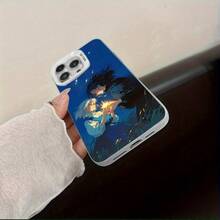SamsungIn "", Howl y Sophie, con Howl inclinado y Sophie sosteniendo una llama mágica, crean una atmósfera romántica y de ensueño en el contexto de un cielo nocturno azul profundo.Funda de Teléfono de Cobertura Completa Funda Protectora Adecuada para iPhone 11/12/13/14/15/16 Serie Pro Max Funda Protectora, Regalo de Cumpleaños de Pareja Navidad San Valentín - Negro - Ver 5