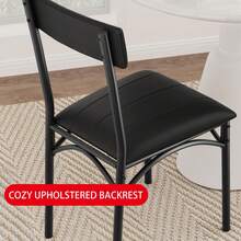 Juego de 2 taburetes de bar tapizados con respaldo y reposapiés para cocina, sillas de bar para isla, fácil montaje, color negro - Negro 2 - Ver 4