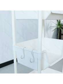 5-Tier Rolling Storage Cart With Lockable Wheels – Plastic Organizer Shelf For Kitchen, Bathroom, Dorm, Office – White Utility Rack - 白色 - 查看 4