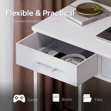 32 Inch Small Computer Desk With 2 Drawers Bedroom Study Writing Home Office Table Small Spaces Black - White - View 6