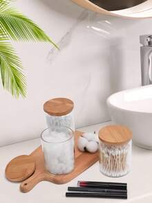 Qtip Stand Bathroom Container 4-Piece Set, Vanity Makeup Storage, Round Pad/Floss Dispenser For Organization And Storage