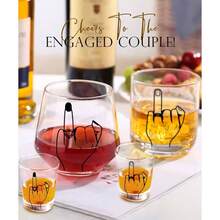 Engagement Gifts Couple, Ring Finger WineWhiskey Glass Set, Bride And Groom Just Married, Mr And Mrs Newlyweds Bridal Shower, Wedding Gifts Couples 2025 - Bộ ngón tay - Xem 2