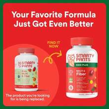 SmartyPants Kids Multivitamin Gummies And Fiber Supplement: Vitamin D3, C, Vitamin B12, B6, A, Zinc, Biotin, Inositol, Fiber Gummies, Three Fruit Flavors, 120 Count (30 Day Supply) - Flavor Name B - View 2