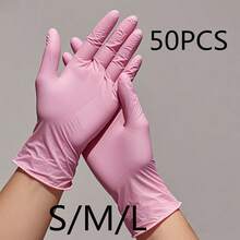 50/100 Stück Einweg-Handschuhe in hellem Rosa, für Haushaltsreinigung, Malerei, Schönheit, Haarstyling, Reinigung Zuhause, Küchenreinigung, Partyaufräumen, Weihnachts- und Neujahrsreinigungsbedarf