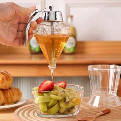DISPENSADOR DE MIEL, ACEITE , BOTELLA EN FORMA DE DIAMANTE  DE ACRILICO