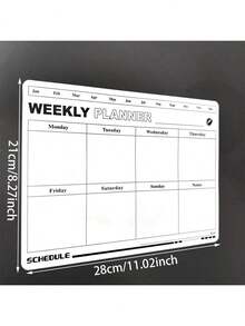1pc Magnetic Refrigerator Calendar Dry Erase Board Planner, Weekly & Monthly Plan, Office Supplies, Rubber, Reminder Memo Board For Home And Office Use,School Supplies,Back To School