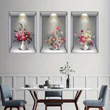 3/4片北欧风花卉植物墙贴，乙烯基墙贴，适用于客厅、卧室、盆栽植物、宿舍、办公室装饰 - 彩色 - 查看 8