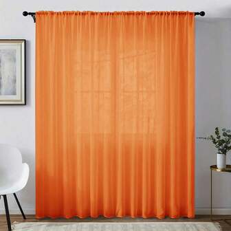 1pc White Chiffon Sheer Curtains, Designed To Filter Light While Being Transparent, Suitable For Bedrooms, Offices, Kitchens, Living Rooms, Studies, And Home Decor. ﻿