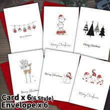 12 بطاقة تهنئة عيد الميلاد مع مغلفات، بطاقات هدايا عيد الميلاد بتصميم بسيط، مناسبة لتقديمها كهدايا عيد الميلاد للعائلة والأصدقاء والزملاء