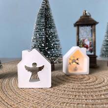 DIY 树脂模具 6 腔空心房屋装饰模具、家居装饰烛台、环氧树脂、石膏、硅胶模具 - 白色 - 查看 4