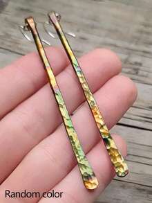 2pcs Flower, Leaf & Geometric Hollow Pendant Earrings, Multi-Color Metal, Minimalist Design For Women, Party