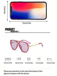Feye 1pc Women's Retro Large Frame Fashion Fashion Glasses, Suitable For Beach And Travel, Spring/Summer - 透明紫 - 查看 3
