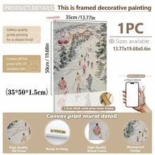 1 pezzo, Quadro su tela, Decorazione da parete incorniciata, Stampa sci invernale, Quadro ad acquerello, Decorazione per la casa in stile vintage, Arte in stile cottage, Dipinto di rifugio da sci, Decorazione scena invernale con neve, Decorazioni natalizie eleganti per la casa, Ornamenti natalizi, Decorazioni natalizie - Multicolore - Visualizzare 16
