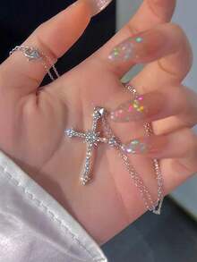 2 piezas Collar de cadena en forma de O simple de alloy, collar de múltiples capas cruzado simple para mujer, adecuado tanto para hombres como para mujeres, Collar chapado en oro de 18k con perlas, Colgante de joyería bohemia con cuentas